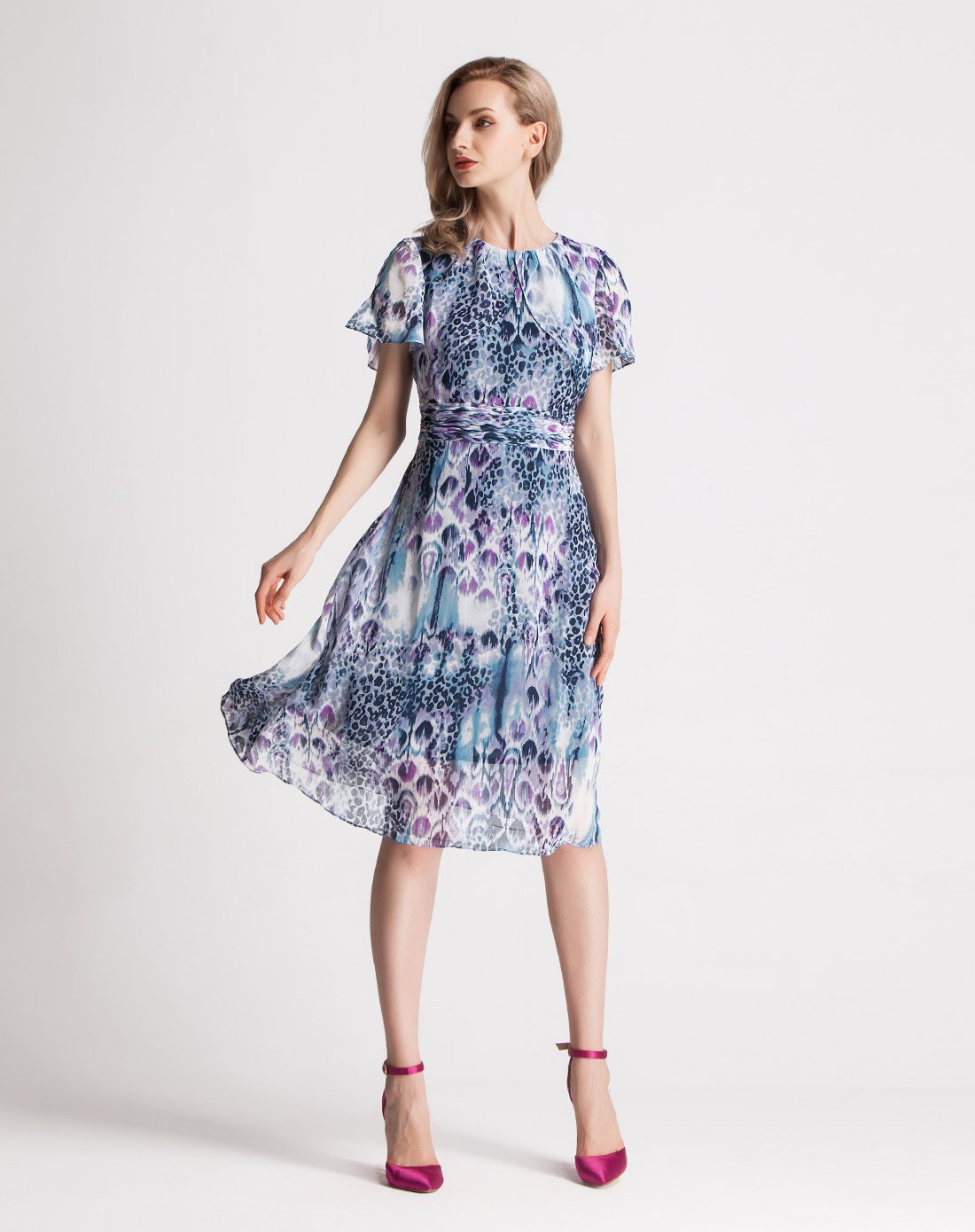 红香枫maple aroma女装专场 印花雪纺连衣裙