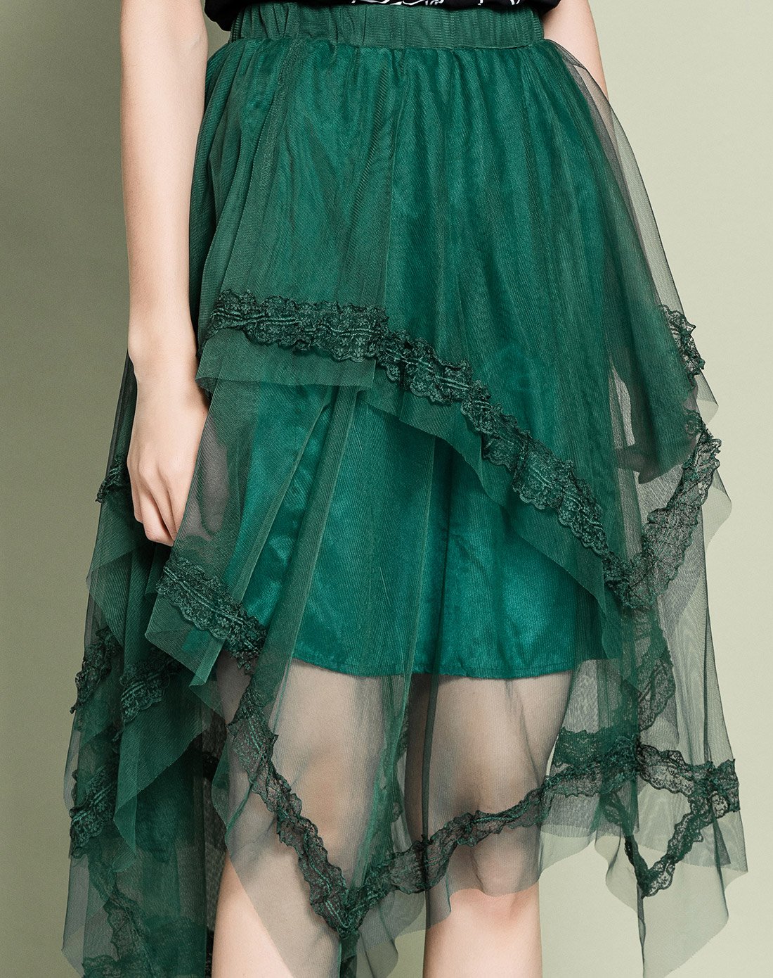 【优雅淑女】时尚减龄网纱蕾丝浪漫公主半身透视裙