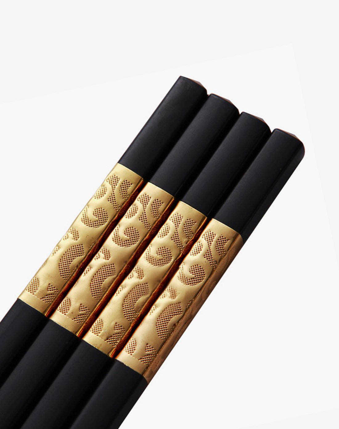 双枪不锈不含钢合金筷子防滑10双金色