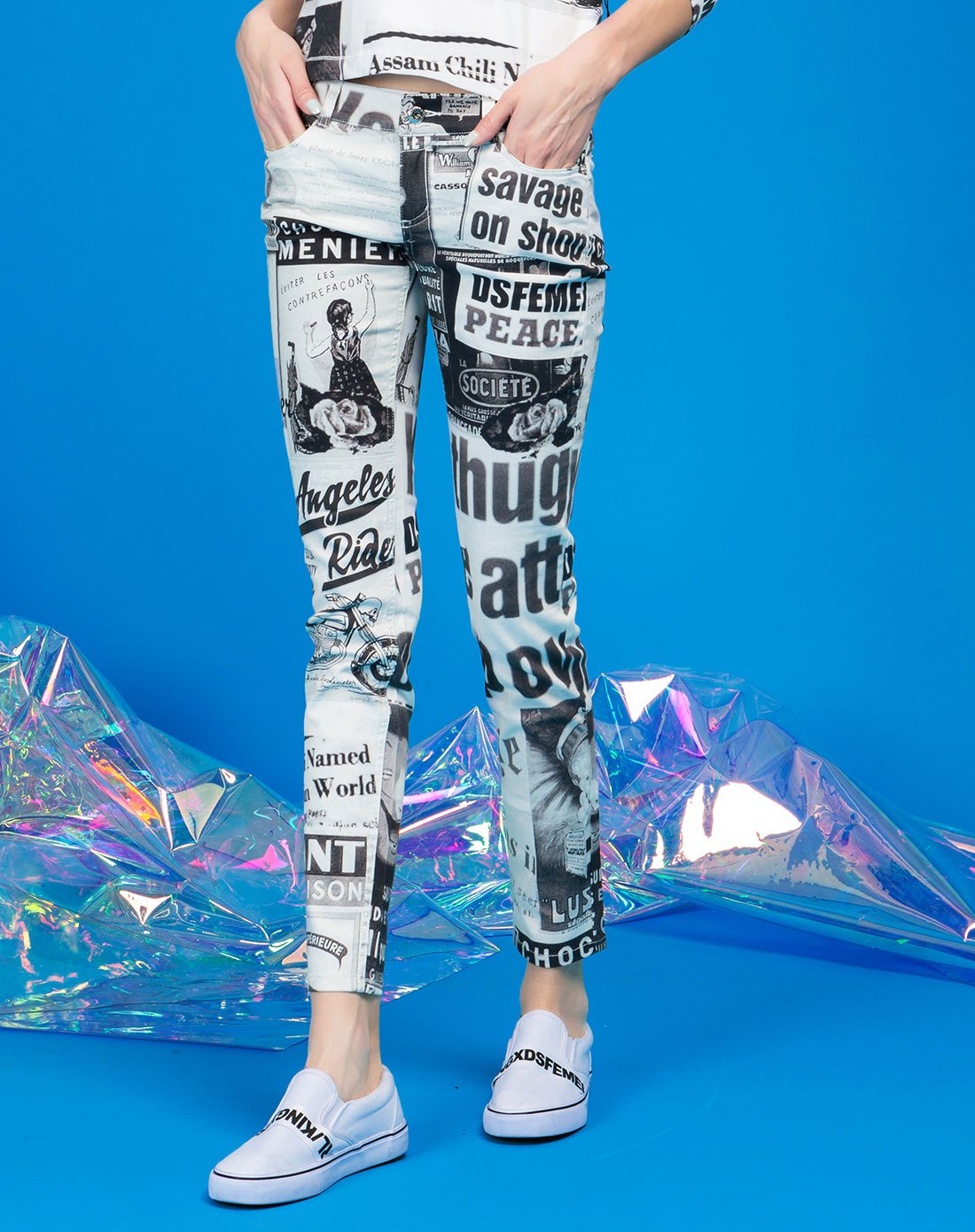 创意印花休闲牛仔裤