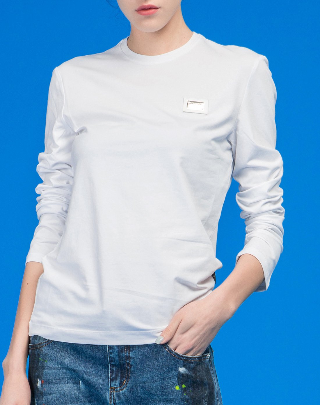 简约时尚纯色长袖t恤