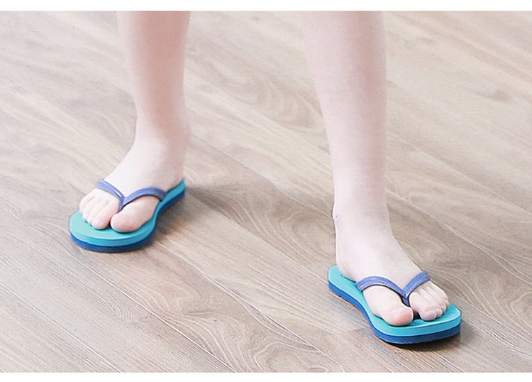 粉蓝纯色人字拖