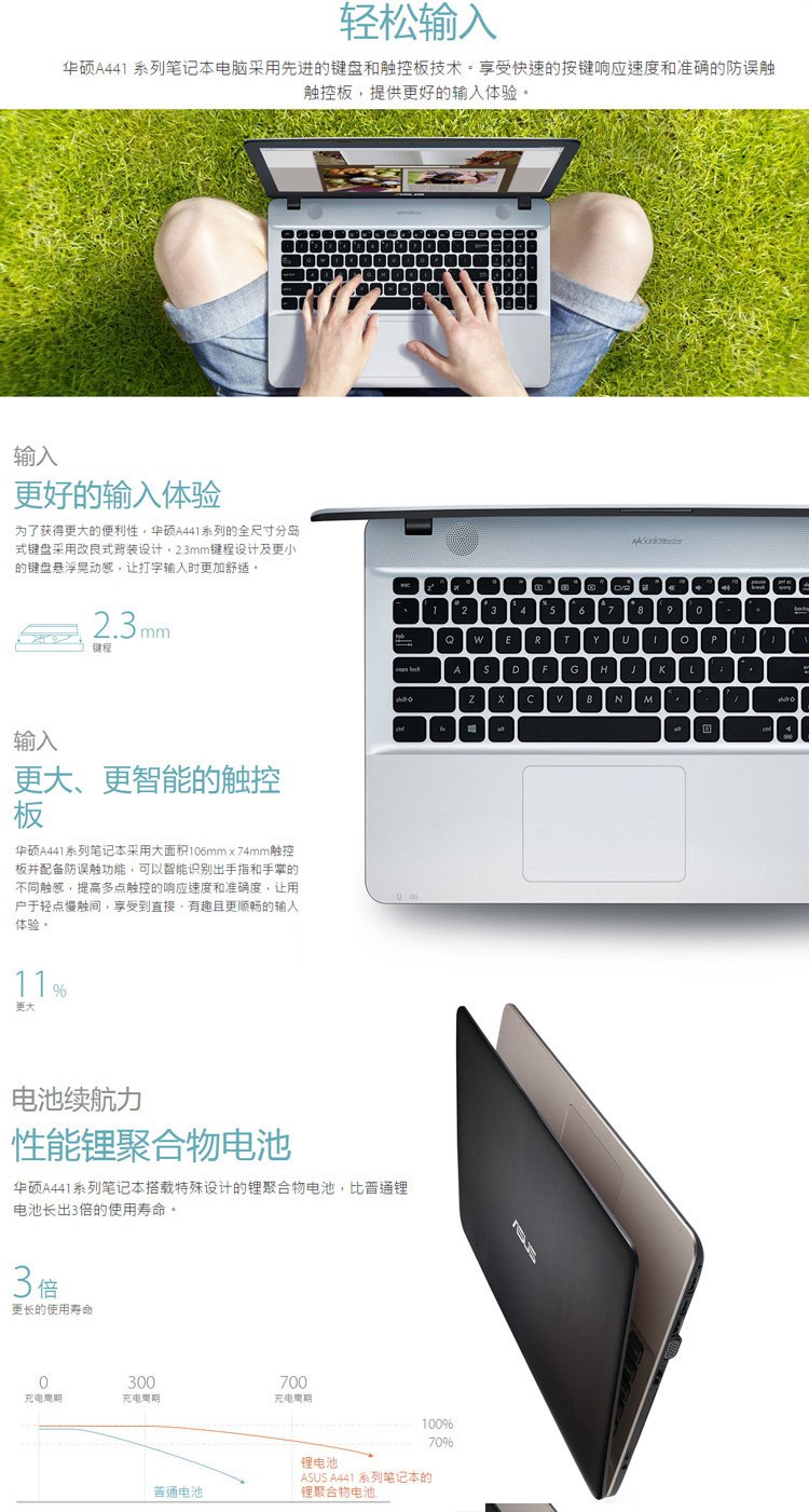 华硕a441uv多彩单品七代i5时尚丽人本笔记本电脑