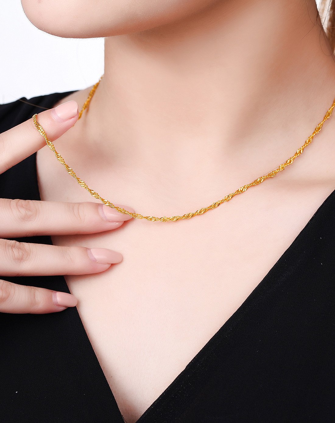 周六福黄金专场 周六福 精品足金水波项链