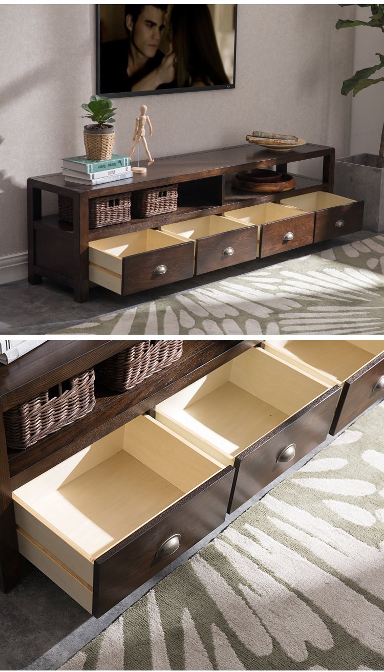 优梵艺术家具专场直发货karron卡隆实木镂空四屉电视柜g11b-s04-1.