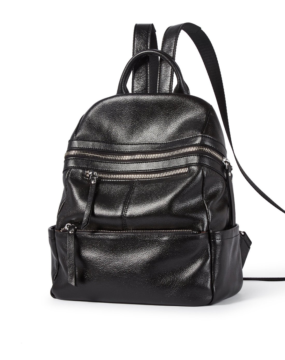 双肩包女真皮2017新款时尚百搭黑色学生书包女生软皮背包