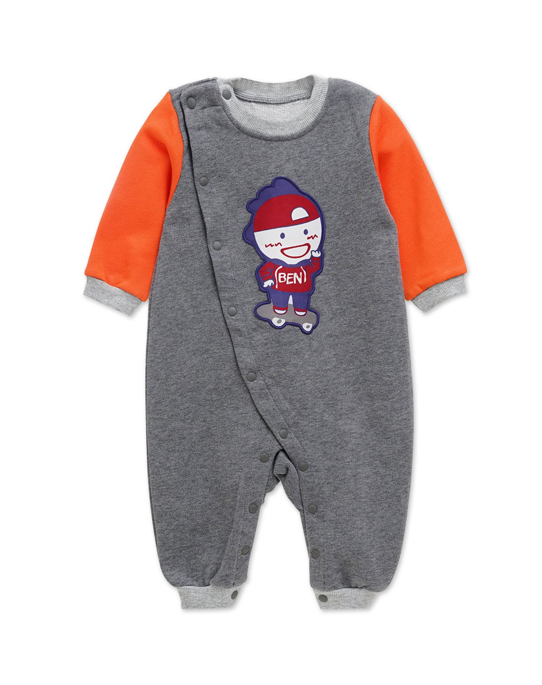 下一代 童装男女宝宝纯棉哈衣爬服 柔软舒适 滑板偏开连体衣