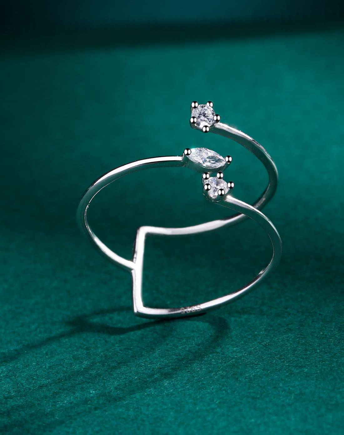 agovski蔻斯琦s925银线条个性凹造型开口戒指