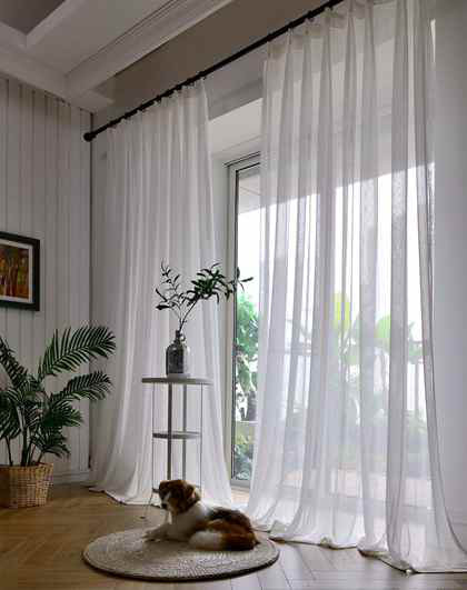 现代简约冰丝落雨窗帘纱3mx2.6m*2片