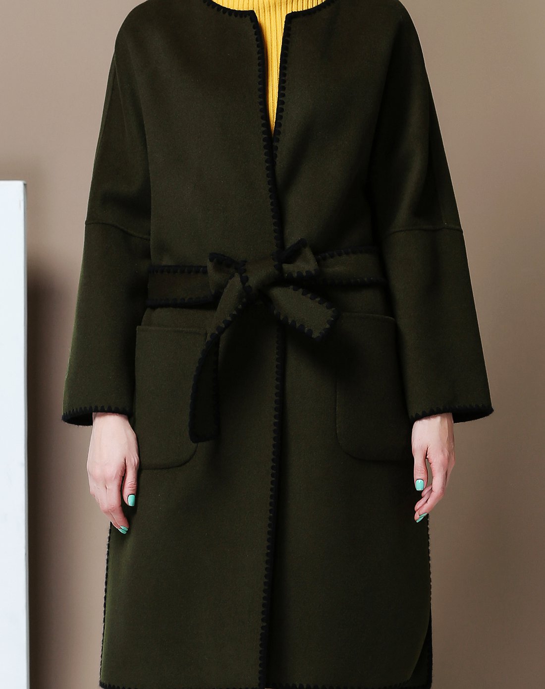 【羊毛100%】长款系带双面羊毛呢大衣