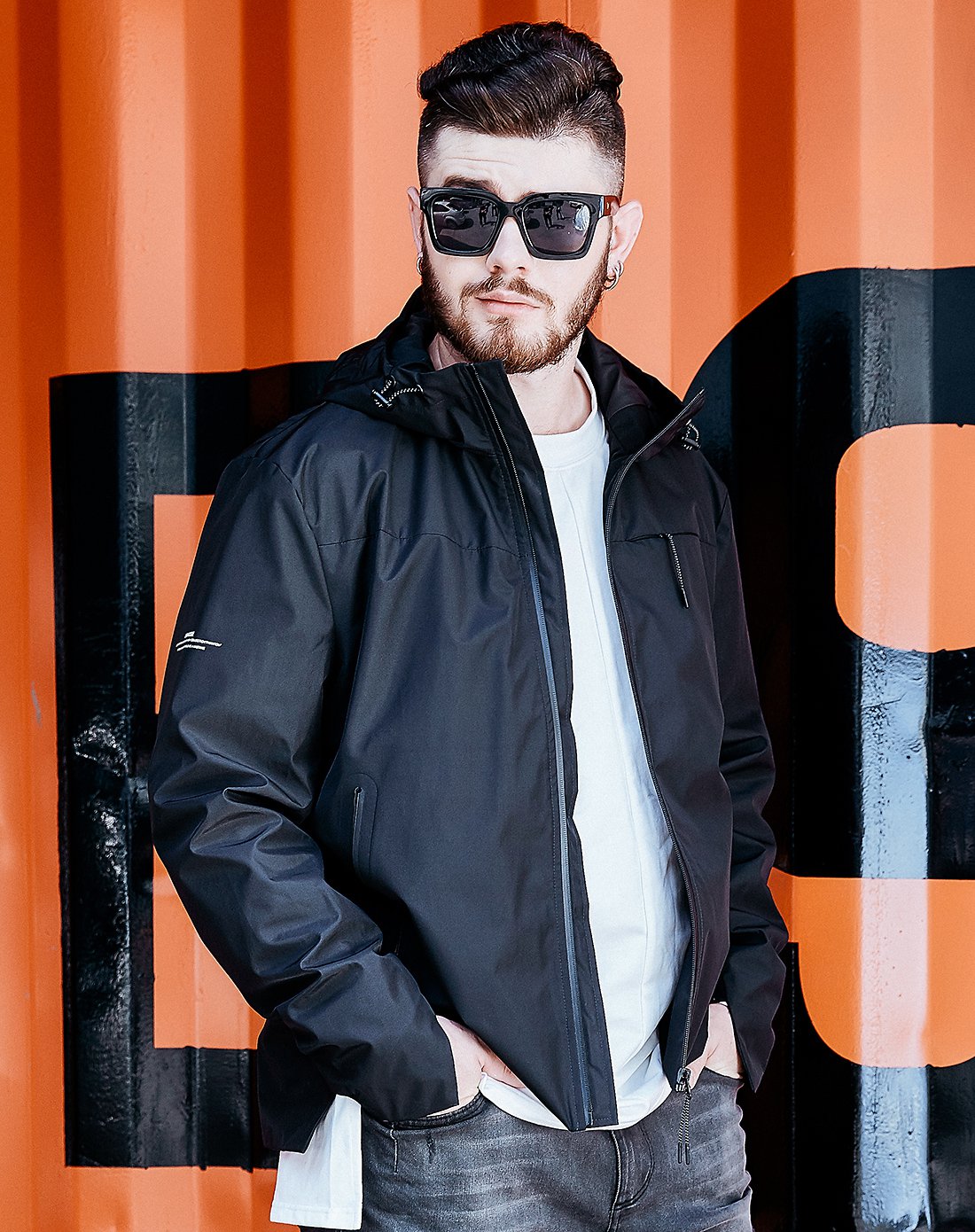 潮牌大码男装赛博朋克风无缝口袋机能休闲夹克男装男士休闲夹克男装