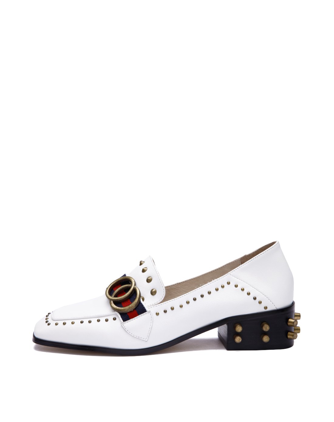 fashion tv collection新款英伦个性铆钉小牛皮中跟单鞋ftve381758