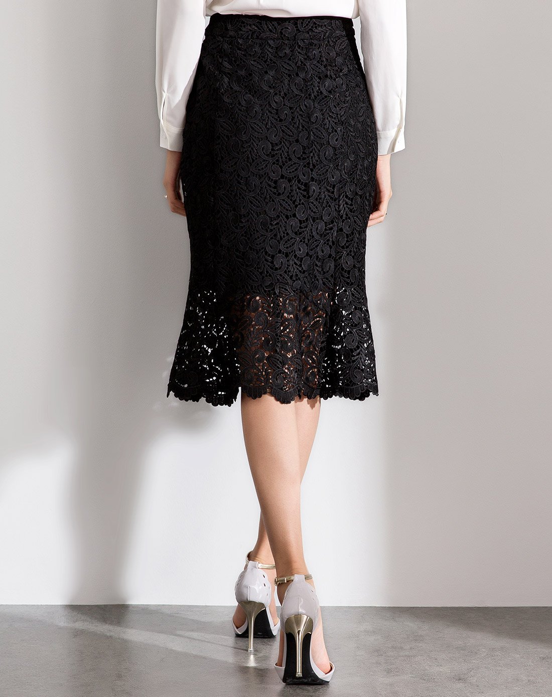 梵希蔓vimly女装特卖旗舰店中腰蕾丝鱼尾裙 中长款半身裙vim17c92686