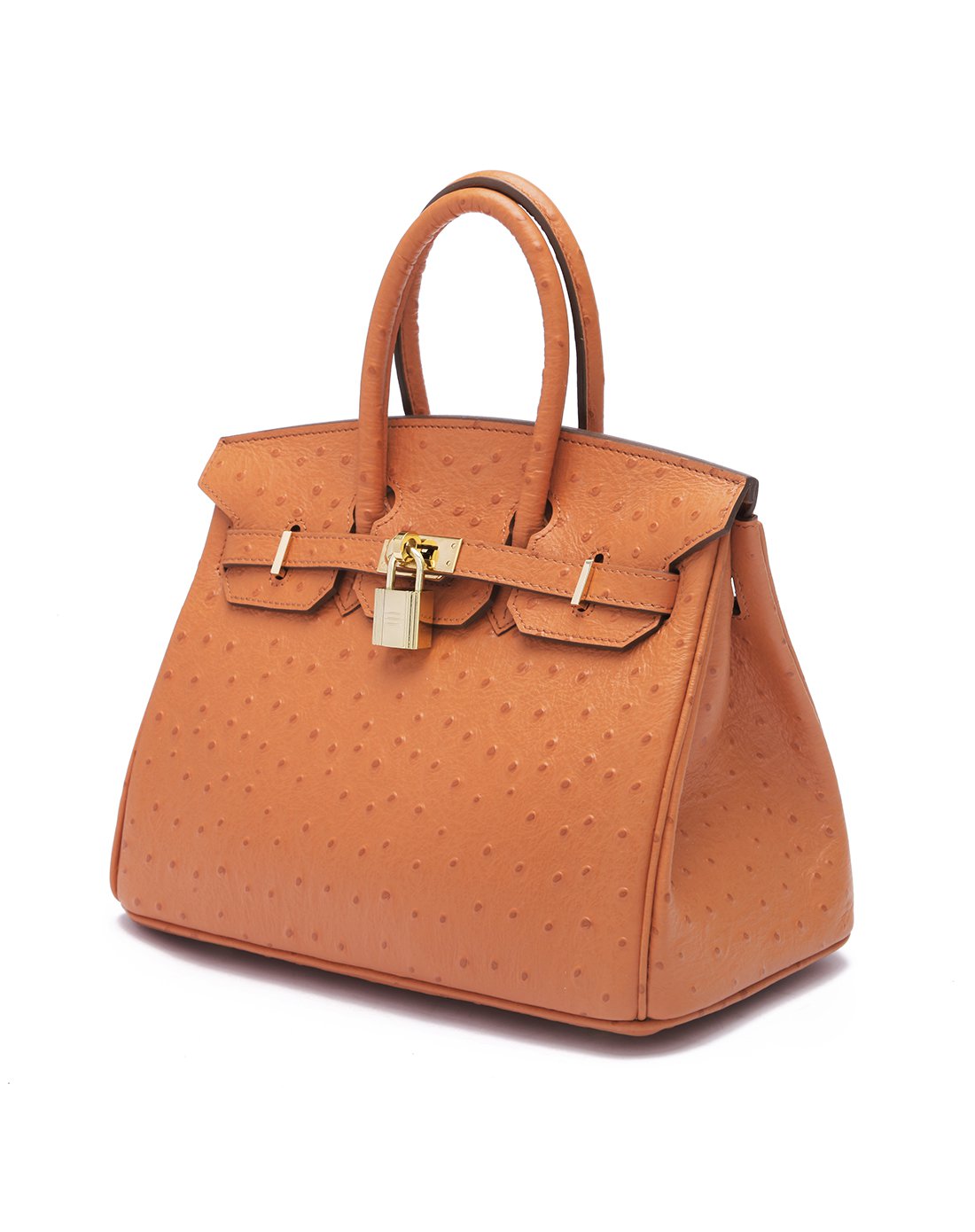 时尚百搭鸵鸟纹头层牛皮中号手提包