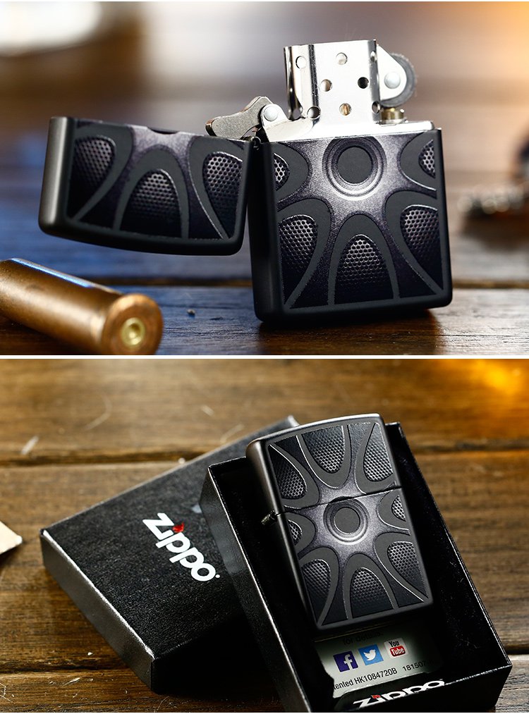 芝宝zippo打火机 弹孔-哑漆彩印油男士礼品套装