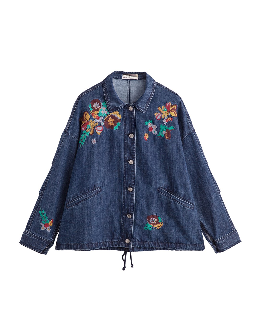 绣花单排扣牛仔外套上衣