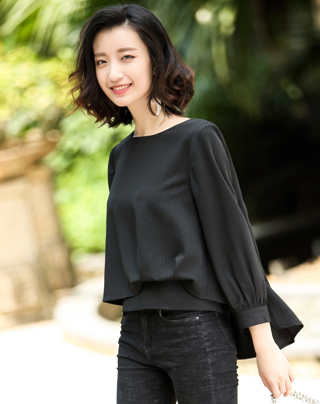 个性时尚复古拼接长袖上衣女士衬衫