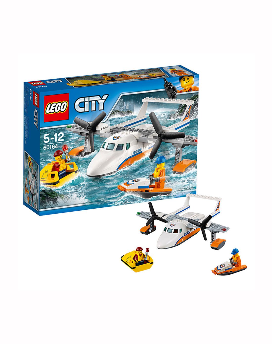 乐高city城市系列60164海上救援飞机积木玩具