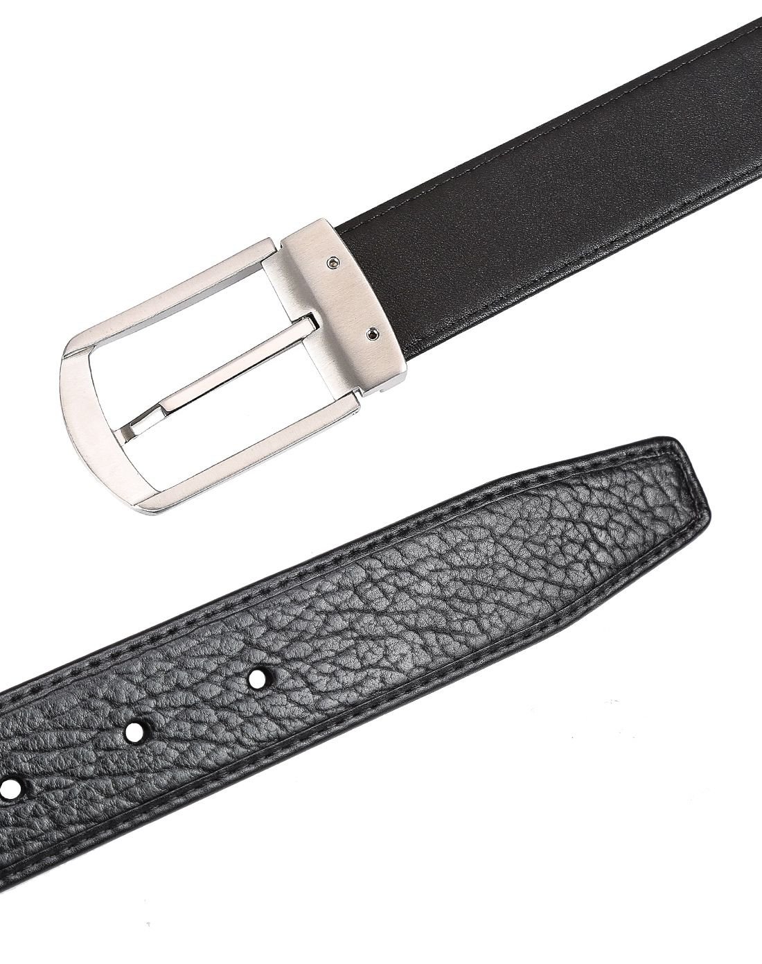 男款海豹皮不锈钢扣头休闲针扣皮带