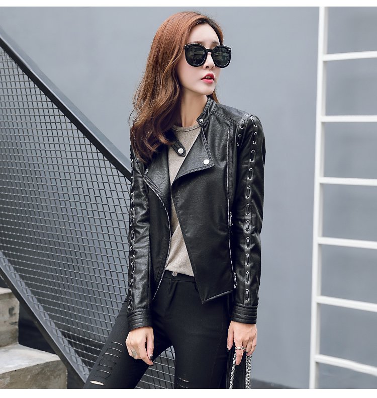 5折-秋冬女装超值特惠专区皮衣女短款个性时尚机车pu皮夹克外套潮q17