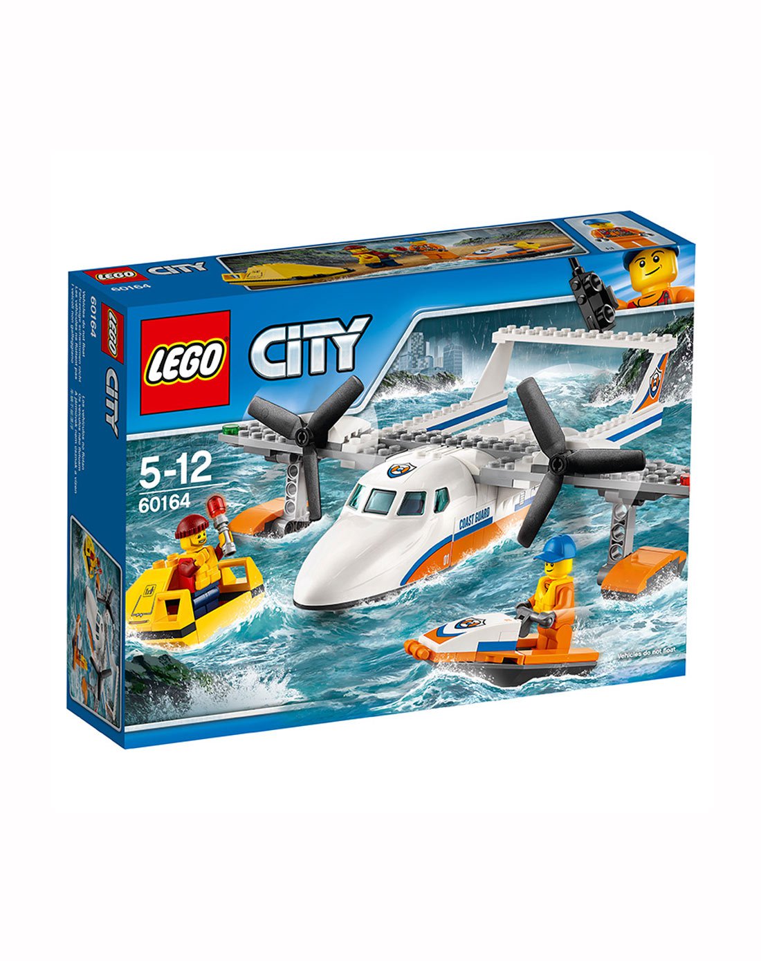 乐高city城市系列60164海上救援飞机积木玩具