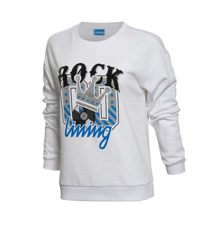 李宁li-ning 防风保暖 女款基础白套头无帽卫衣 运动生活系列