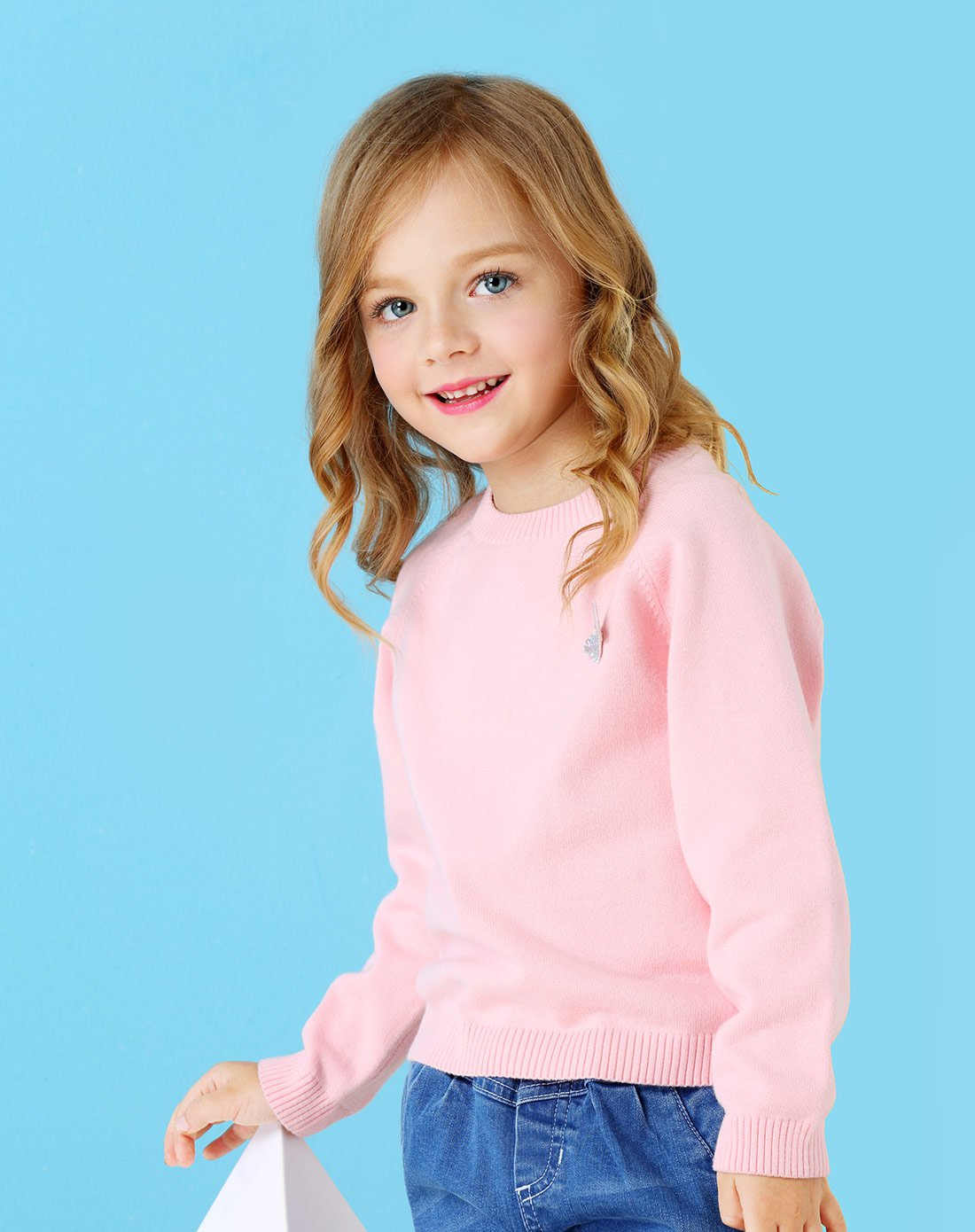 小模特大赛-安奈儿annil女安奈儿童装女大童秋冬新款圆领长袖棉线衫eg