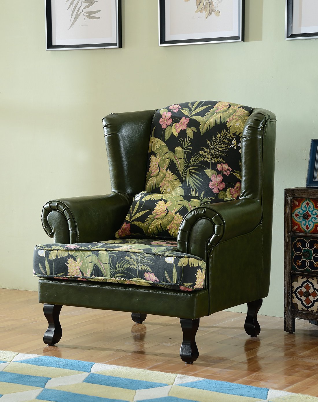 时尚美式老虎椅 皮布沙发椅 休闲单人椅