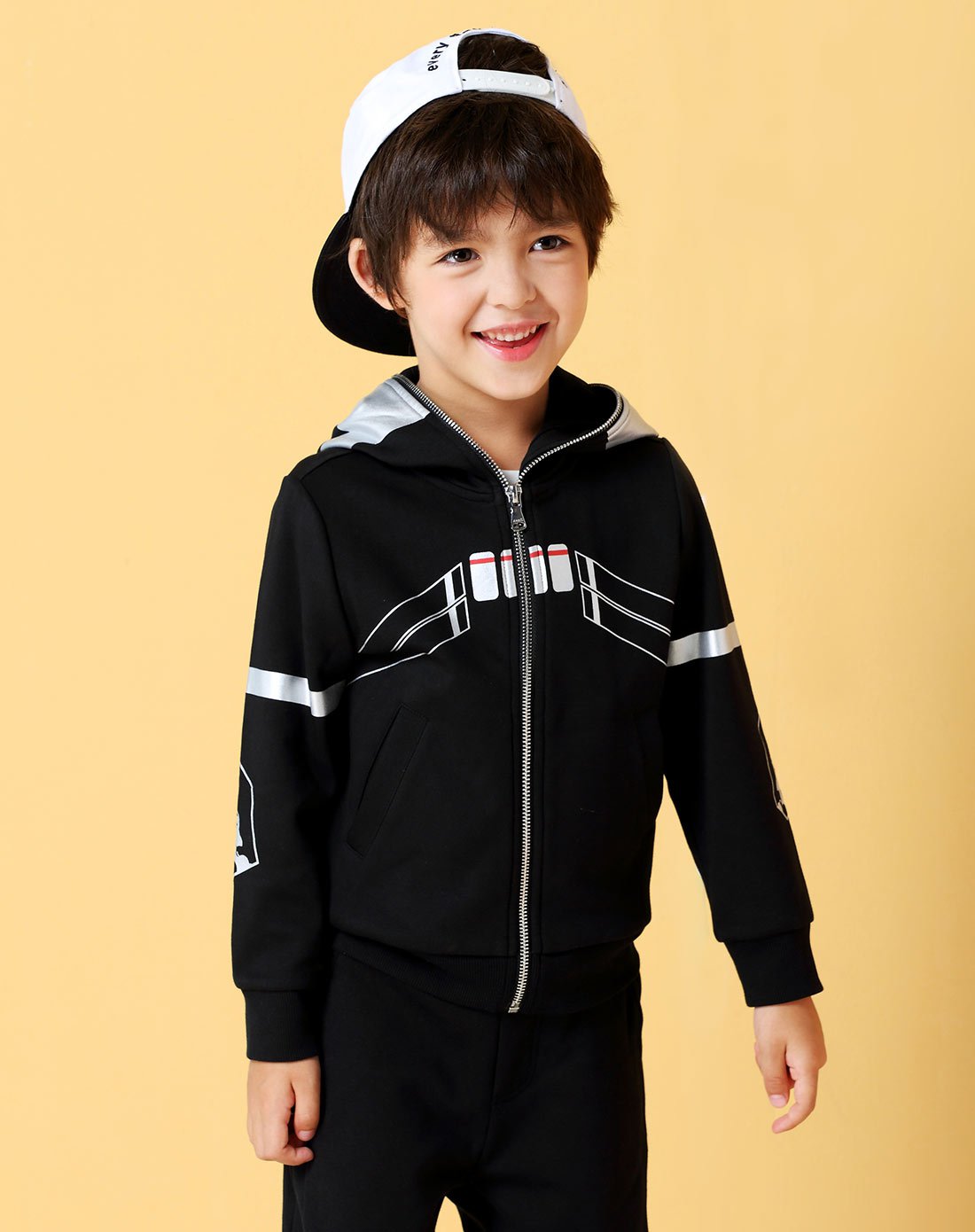 安奈儿童装男童卫衣开衫秋冬新款男孩长袖连帽衣服套装