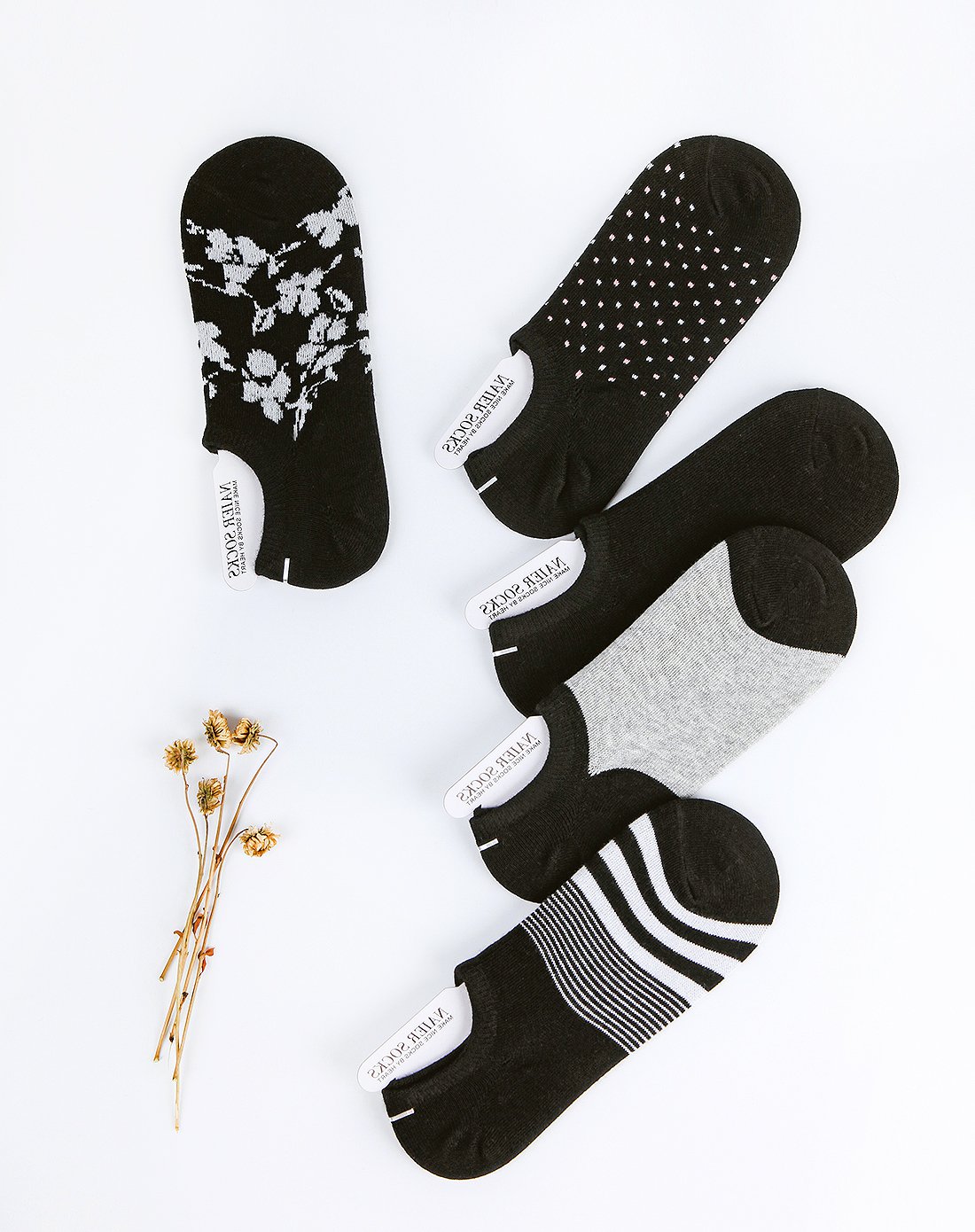 耐尔naier袜子专场【黑白恋歌】5双装花型休闲超浅口女船袜w2685_唯品