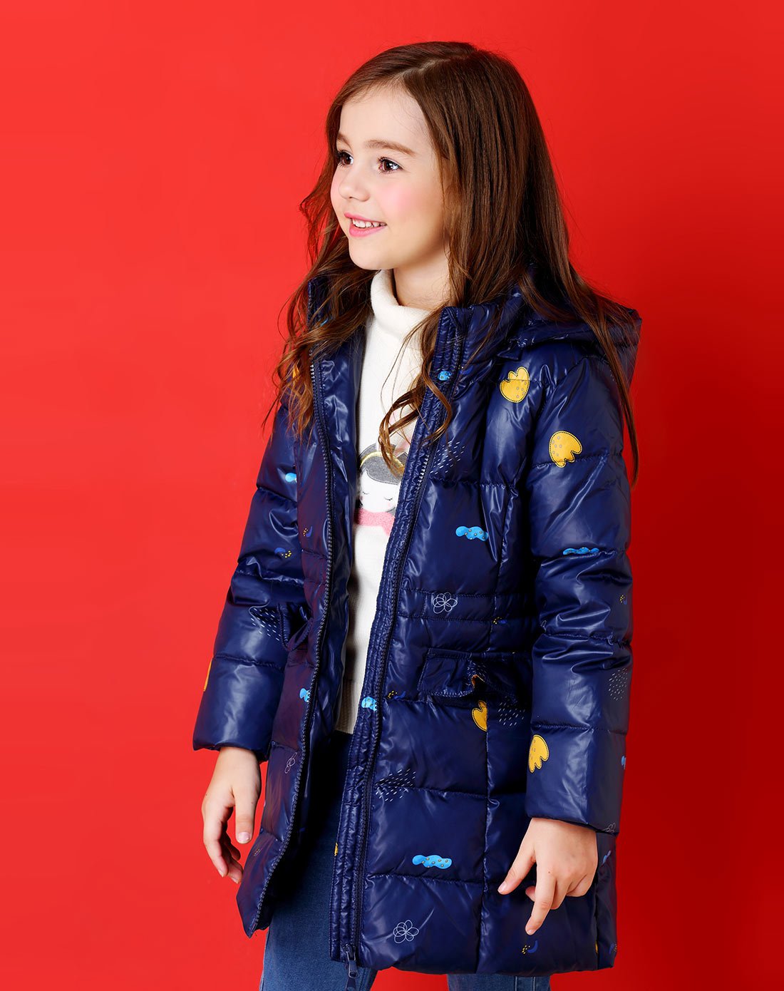 【唯品会】 安奈儿安奈儿童装女童羽绒服中长款连帽秋冬加厚年款外套