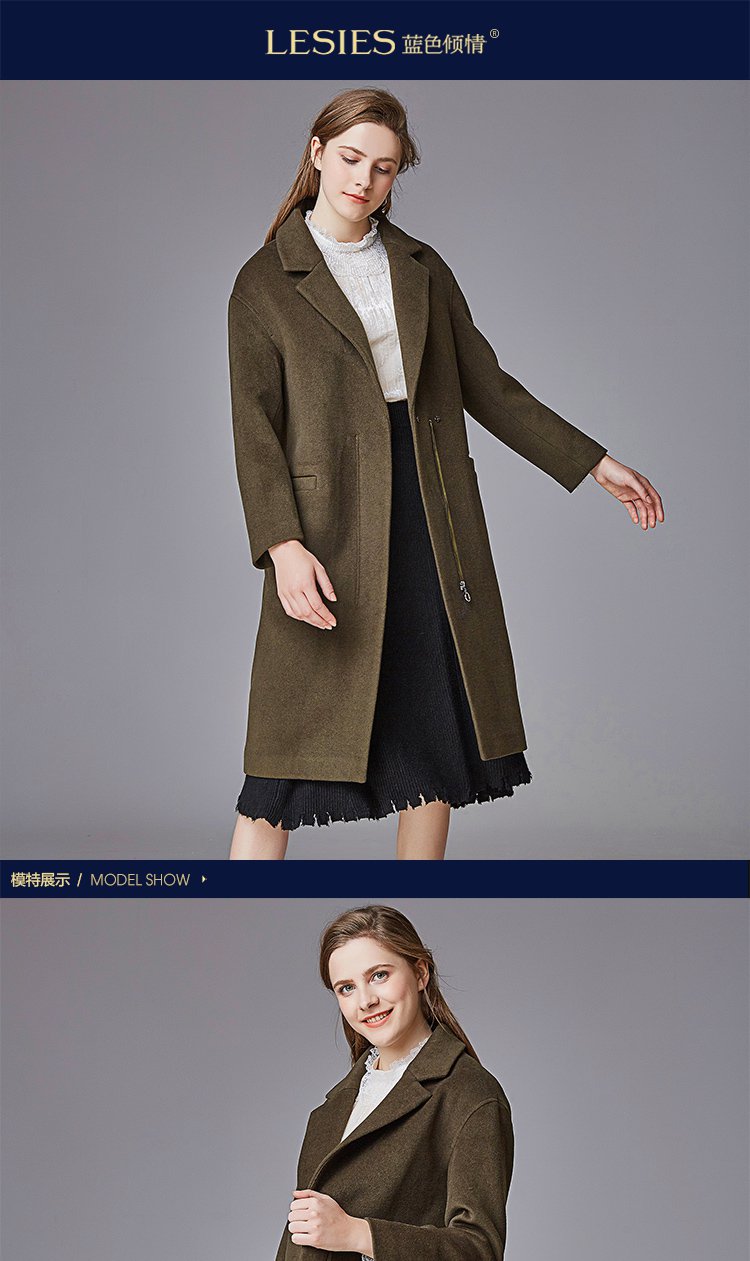 简约羊毛呢大衣 品牌名称: 蓝色倾情 商品名称: 简约羊毛呢大衣 产地