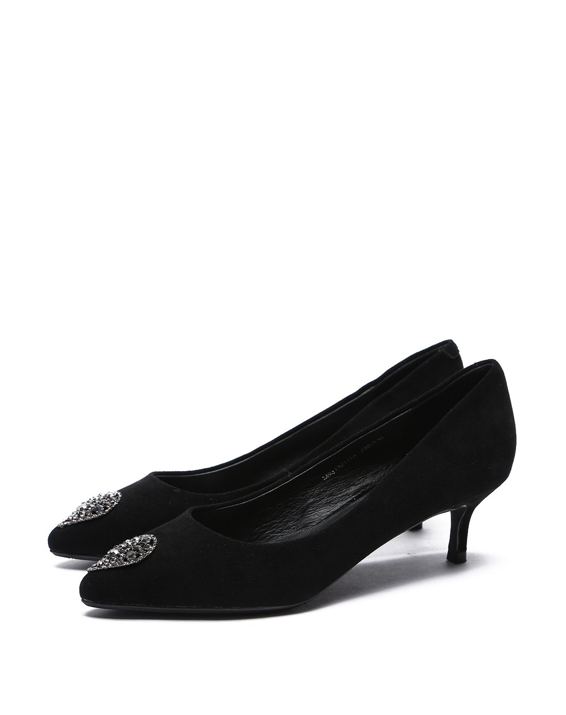 梦特娇绒面鞋头水滴形钻扣单鞋时尚约会水钻尖头套脚女鞋