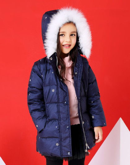 安奈儿童装女大童秋冬新款中长款羽绒服