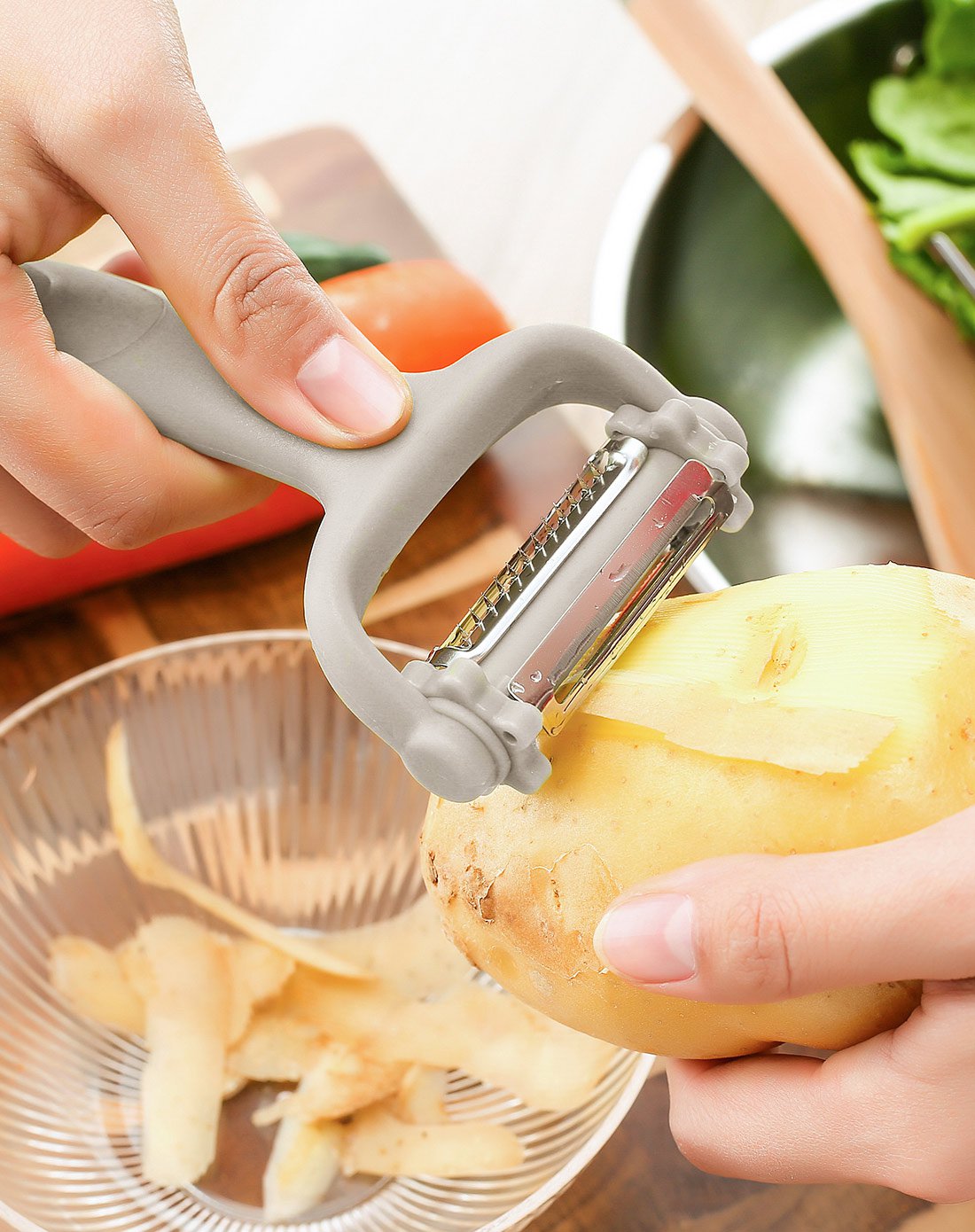 双色可选 不锈钢削皮刀刨刀多功能土豆削皮器三合一可旋转刮刨