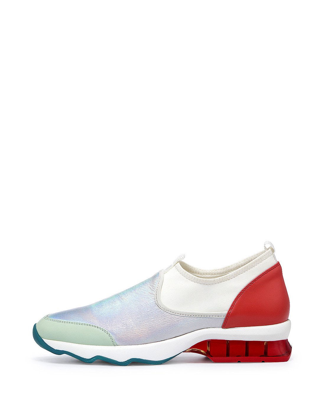 哈森休闲平跟拼色运动鞋女羊皮深口女单鞋