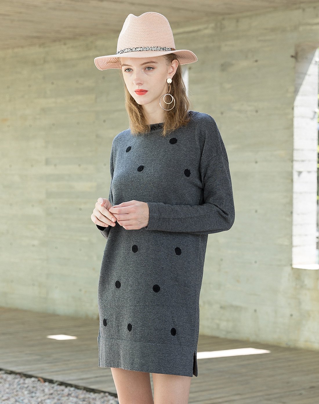 法国fashion tv collection女装特卖旗舰店全羊毛休闲舒适圆点装饰