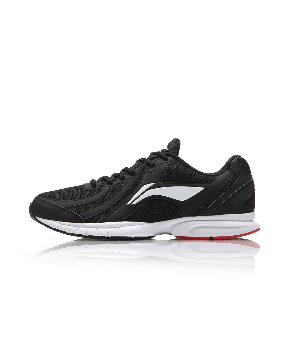 李宁li-ning 耐磨防滑 男款标准黑/标准白轻质跑鞋 跑步系列