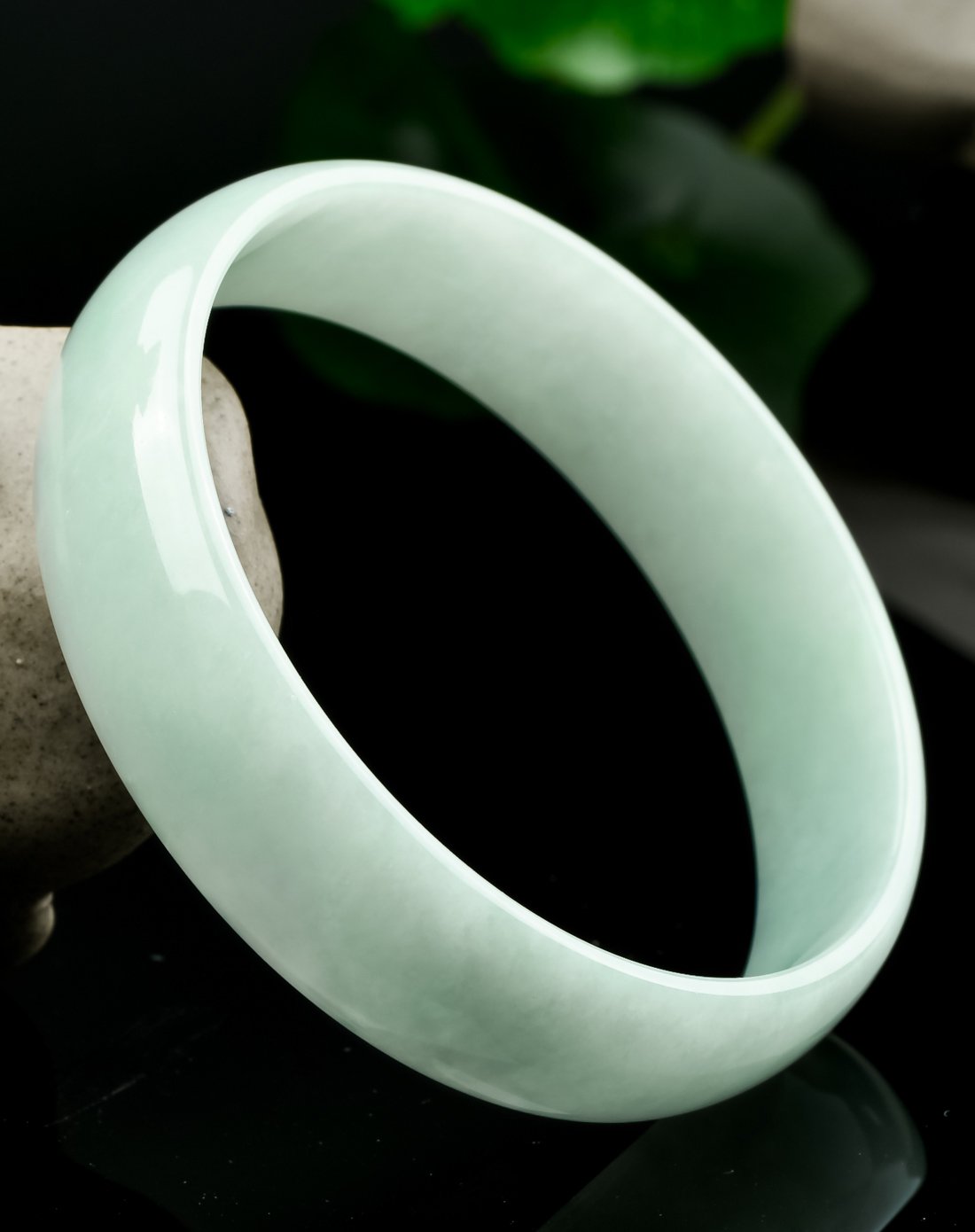 紫气东来 天然冰糯种透润翠绿(中福款)手镯/a货天然翡翠手镯玉镯