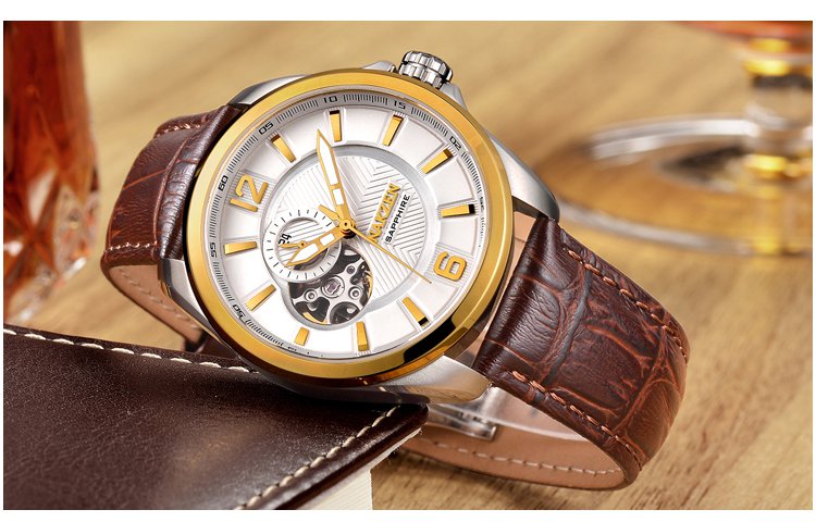 nakzen正品自动镂空设计休闲机械男士手表