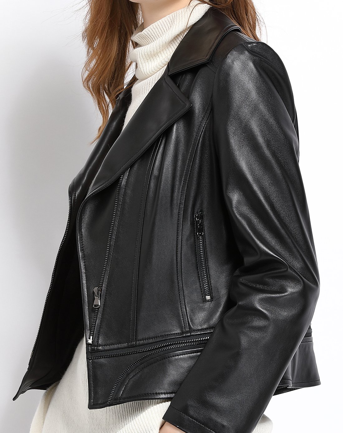 2017新款帅气个性短机车款修身单皮衣皮夹克外套