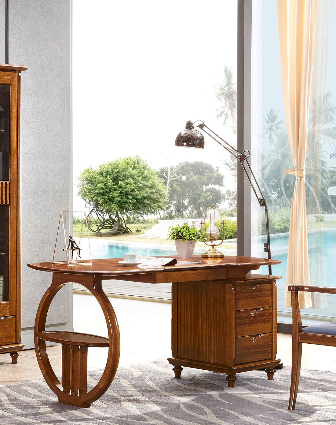 梦美斯宣 北欧简约全实木书桌大户型书房家具写字台特色办公桌