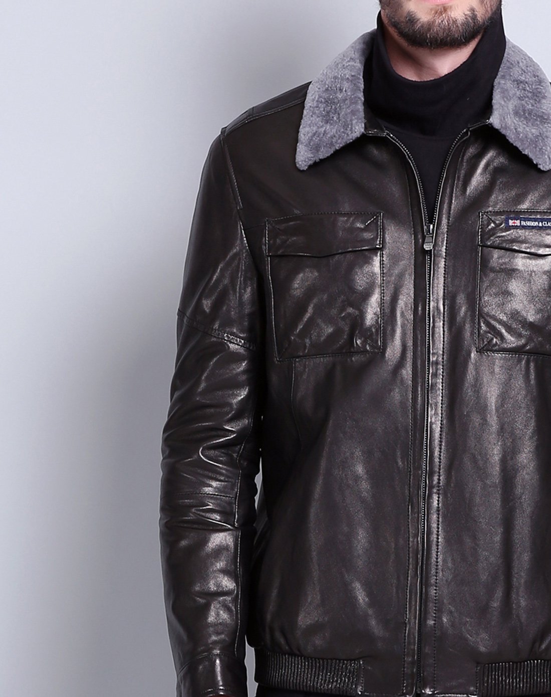 男士夹棉真皮皮衣绵羊皮休闲外套