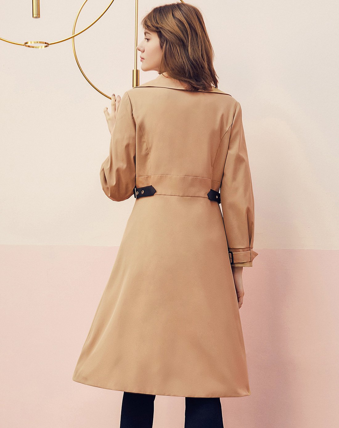 优衣美女装2018春季新款风衣女中长款长袖西装领