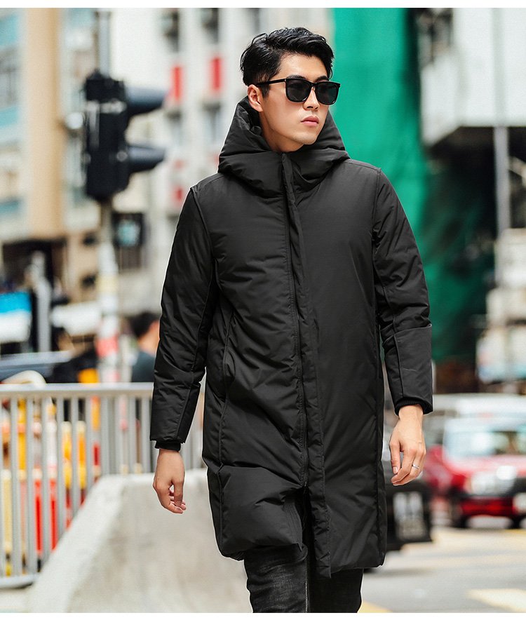 90绒连帽加厚外套休闲面包服冬季保暖中长款男士羽绒服