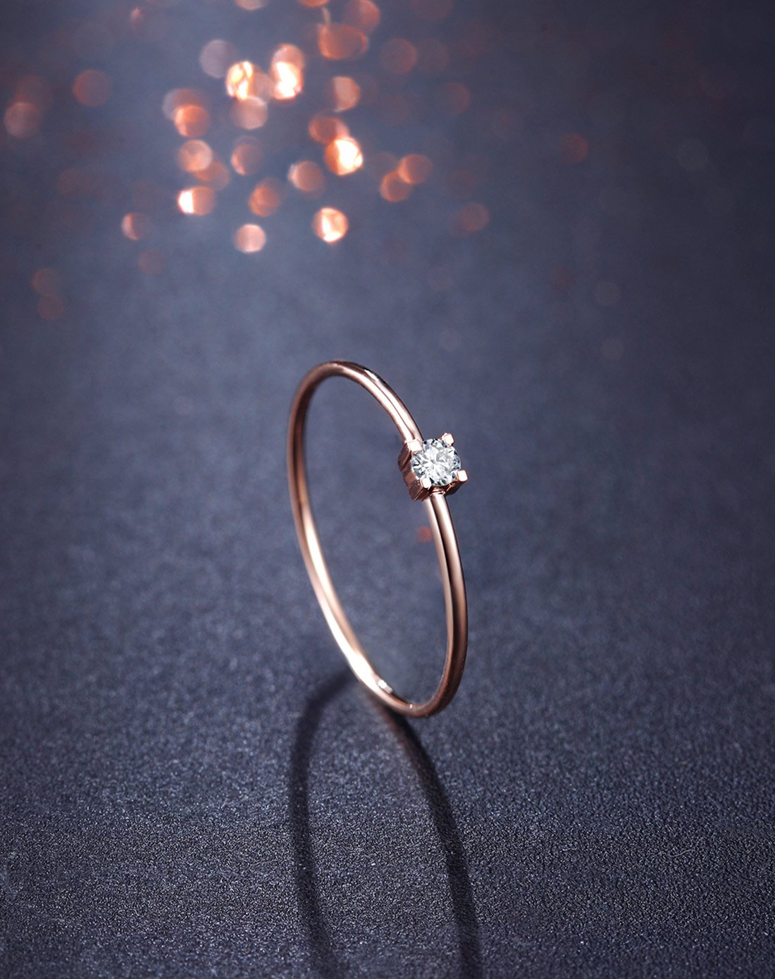 周六福玫瑰18k金四爪简单戒指