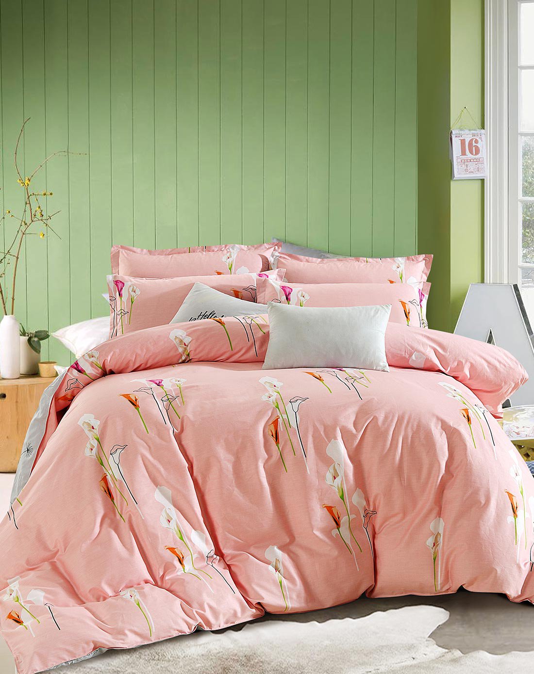 天绚一口价家纺专场床上用品 斜纹全棉四件套清新花卉床品套件-菲拉