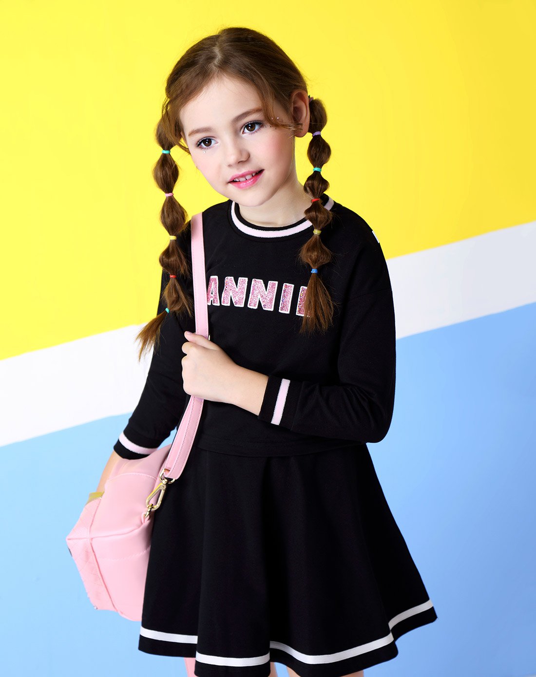 安奈儿童装女童连衣裙中大童公主裙两件套运动裙