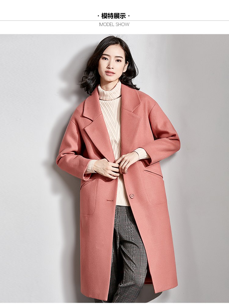 翻领落肩袖长款毛呢外套女式大衣 品牌名称: 梵希蔓 商品名称: 翻领落