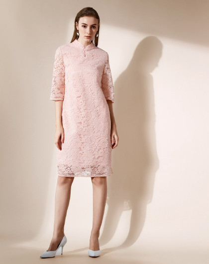 恩裳insun女装反季清仓专场恩裳桑蚕丝polo领收腰花卉印花连衣裙9c